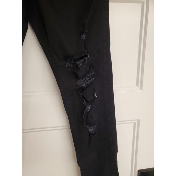 Women's Flying Monkey Mid Rise Skinny Distressed Black Denim Jeans | Size 26 - Picture 5 of 10